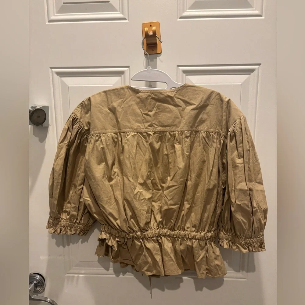 Ulla Johnson Minnie Gathered Blouse In Beige Cotton